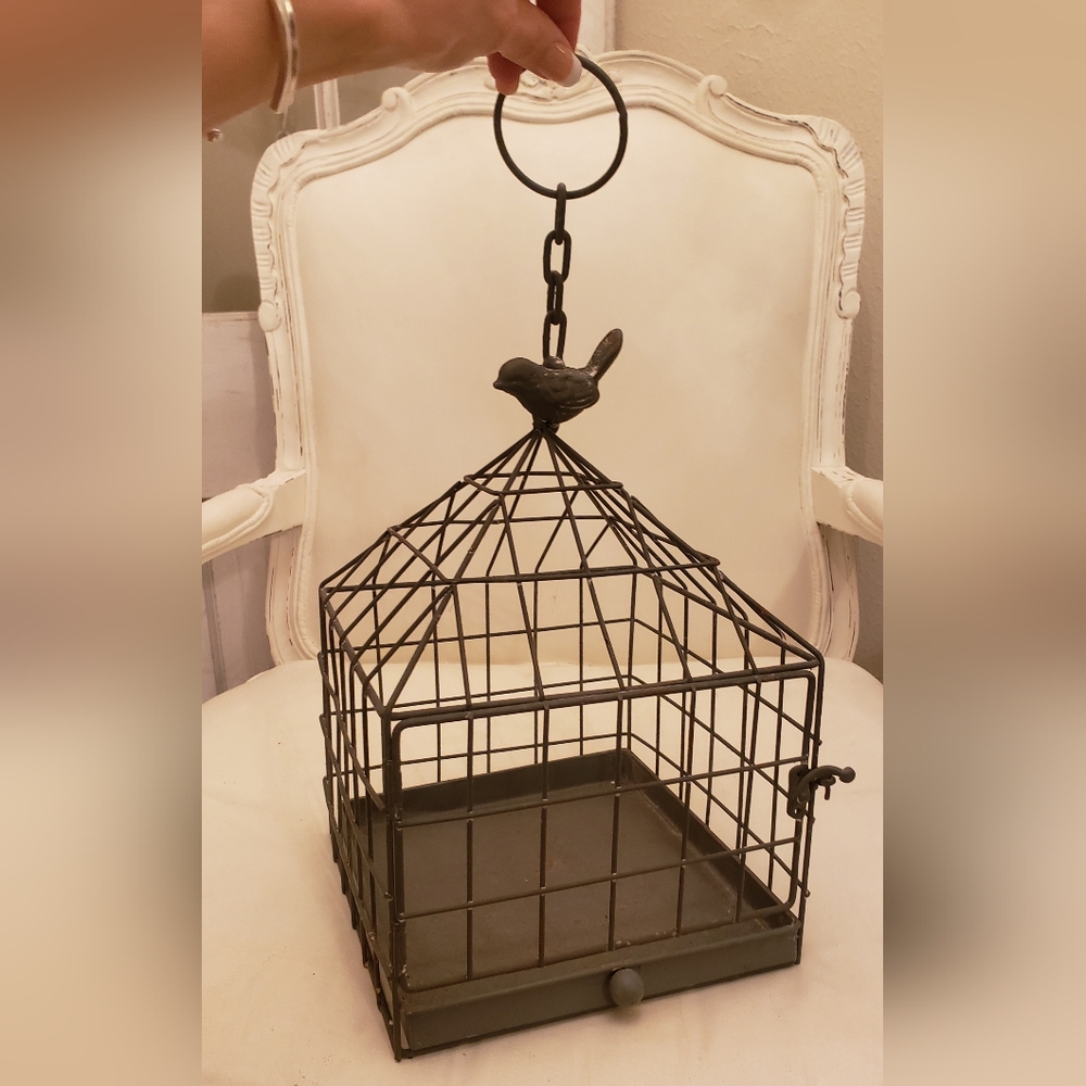 ~SOLD~ Hanging Decorative Metal Birdcage